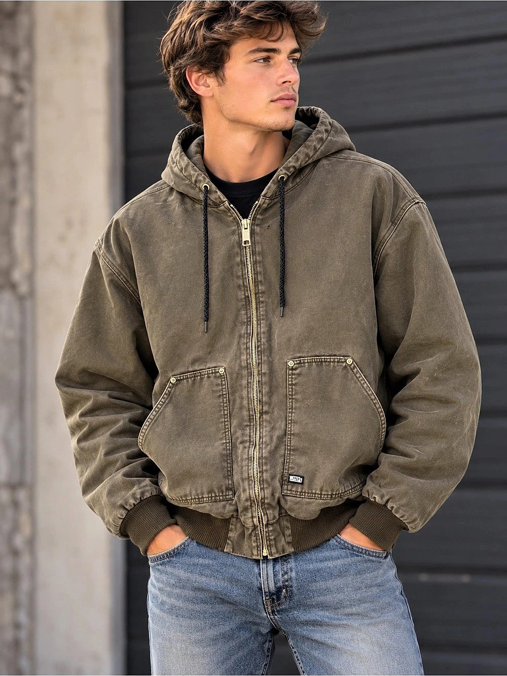 Walls Active Jacket Hooded Bomber in Green